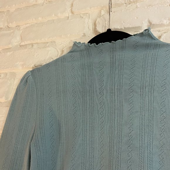 Ruffled Mock Neck Long Sleeve Crop Top - Picture 3 of 6